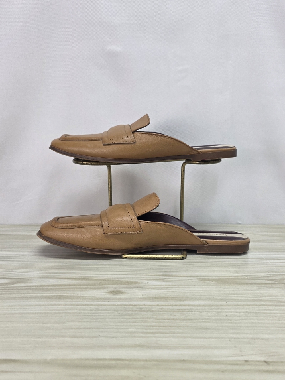 Franco Sarto Tan Leather Backless Penny Mules - Picture 5 of 9